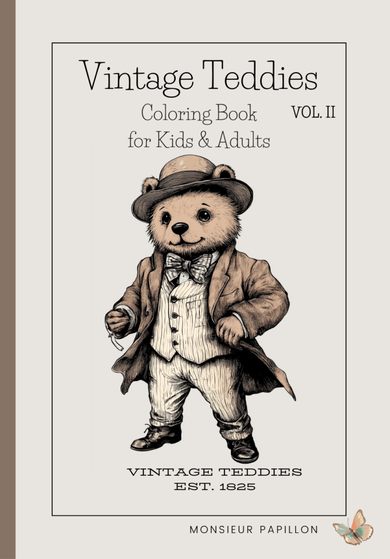 Mehr über den Artikel erfahren Vintage Teddies: Coloring Book for Adults, Teens and Kids – Vol. II
